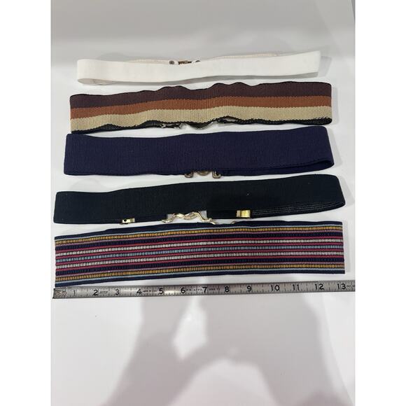 5 Vintage 80\'s 90\'s Womens Stretch Belts Wide Retro Glam Metal Lot Y2K